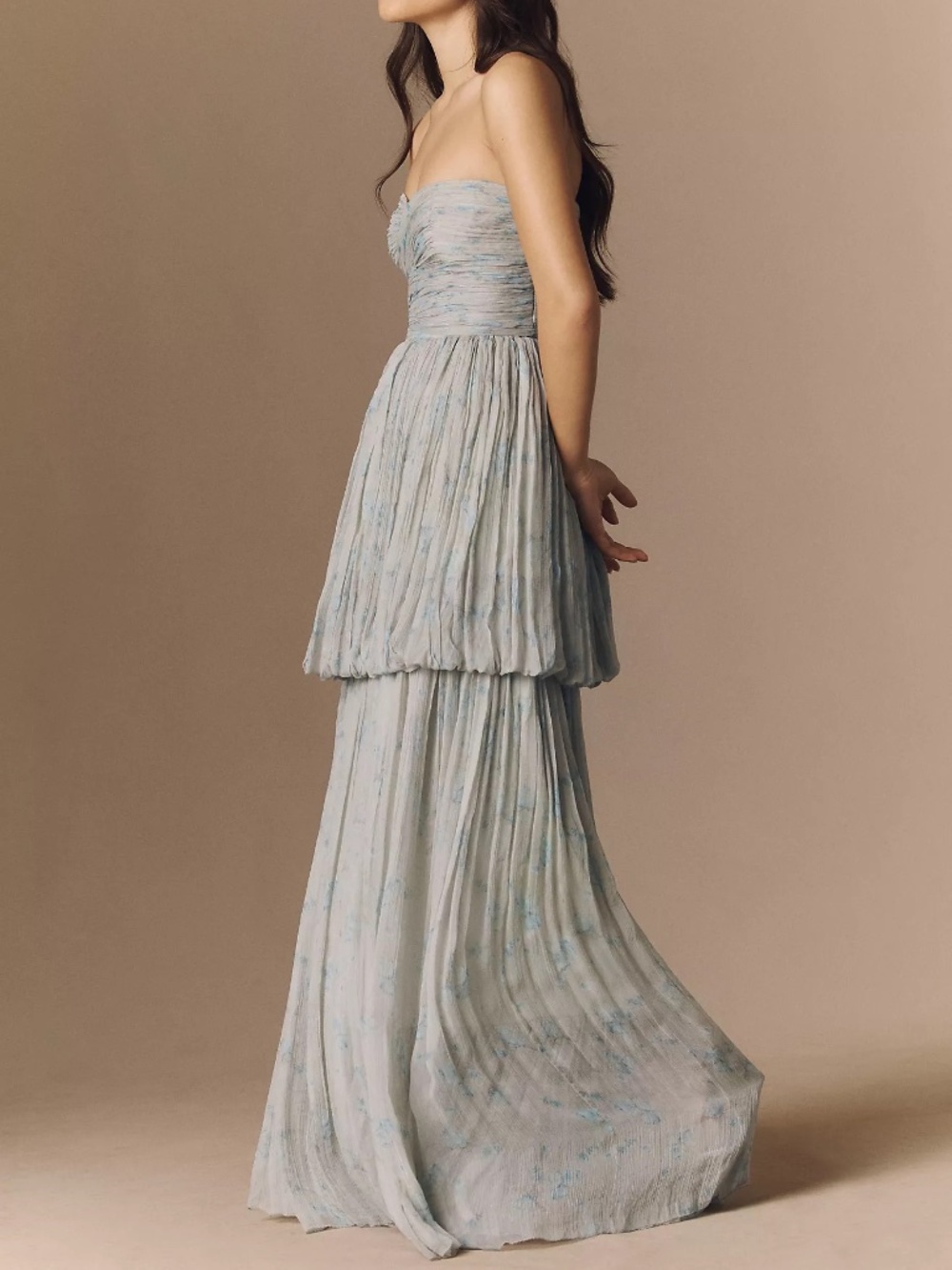 NWT BHLDN Anthropologie Alexa Strapless Tiered Chiffon Maxi Dress - Size L